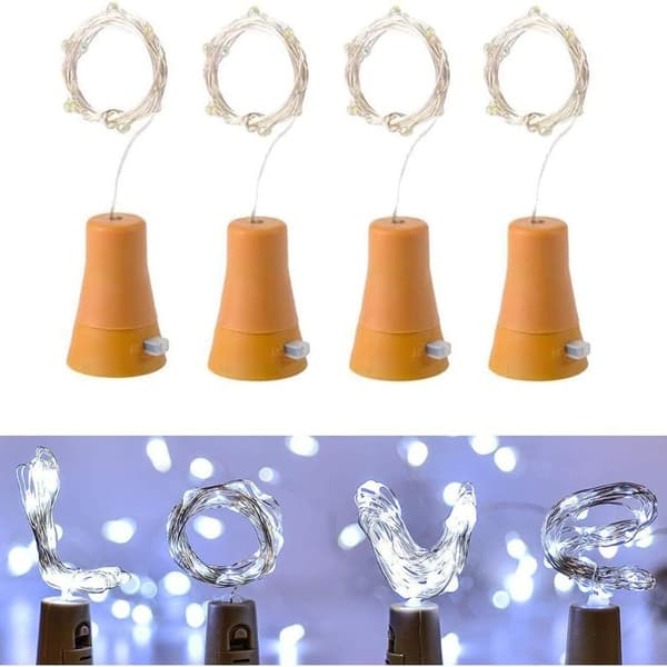 LFAMX 4 stk. LED-fe-lys, 2M 20 LED kobbertråd romantiske fe-lys, KLB