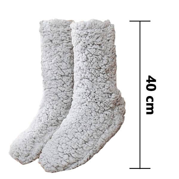 1 par skridsikre/skridsikre sokker, fluffy, mørkegrå KLB