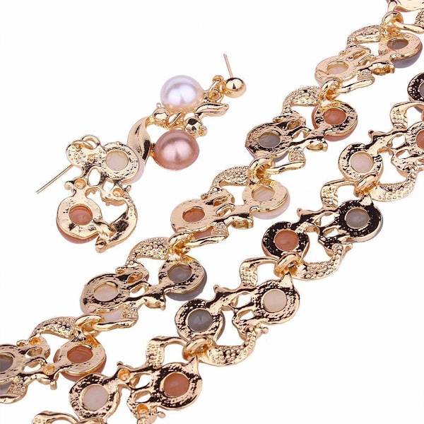 Pärlhalsband set dam pärlsmyckeset pärlörhängen bröllop smyckeset