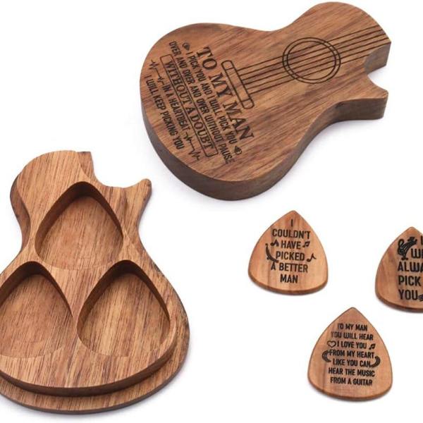 Gitarrtillbehör Trägitarrplektrum Trägitarrplektrumlåda och plektrum KLB