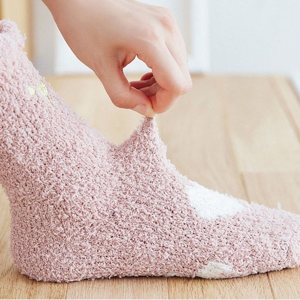 Mjuka skor och strumpor, fluffiga mikrofiberstrumpor i rosa KLB