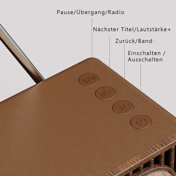 Retro radio med Bluetooth, FM AM SW køkkenradio retro batteriradio bærbar