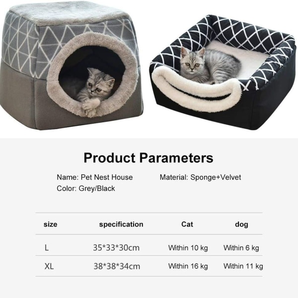 Husdjursbädd kattbädd kattsoffa kattgrotta med supermjuk fluffig KLB