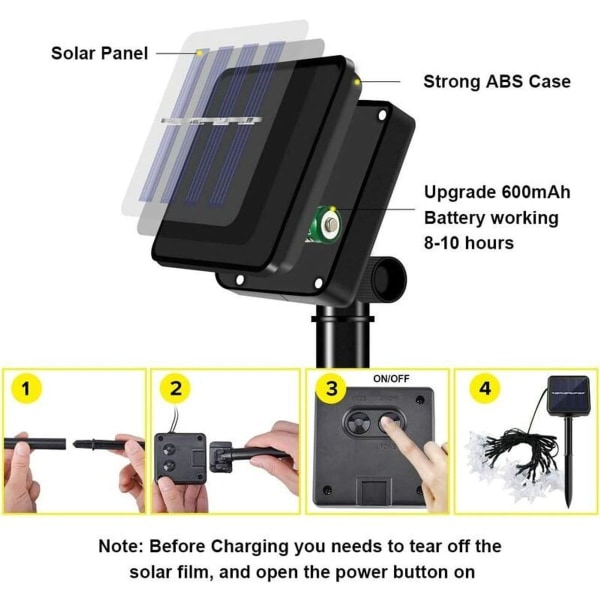 Solcellslampor utomhus, 12 m 100 LED utomhus solcellslampor IP65 vattentät 8 m