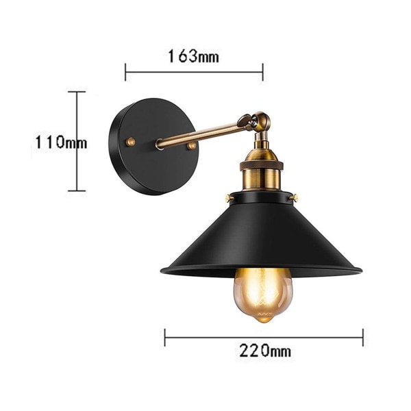 Vintage vägglampa Kreativ vägglampa Roterbar Metallvägg Svart 2 KLB