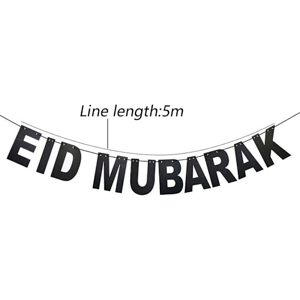 4 stk. Eid Mubarak banner sæt, guld glitrende Eid banner og måne stjerner