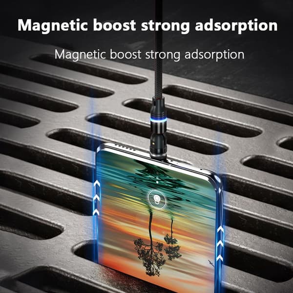 3-pack magnetiska USB-laddningskablar - robust, flätad nylon i svart