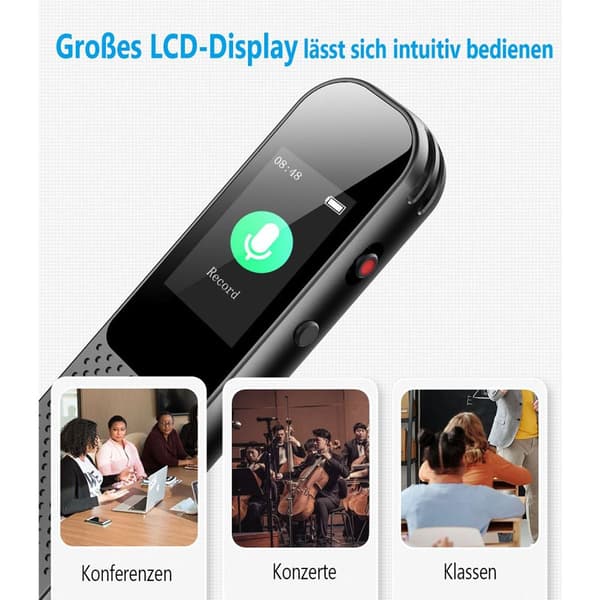 64GB Digital Diktafon Mini, 3072Kbps Stemmeaktiveret KLB