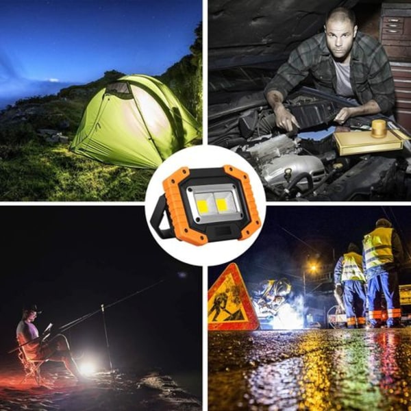 LED arbeidslys med batteri, 2 sett, oppladbart arbeidslys med batteri 30 W, 2000 lm