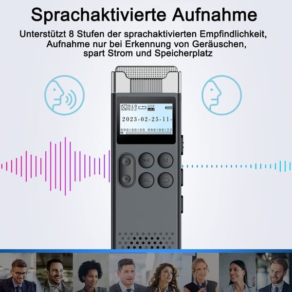 Digital stemmeopptaker - 32 GB 3072 kbps innebygd flashminne KLB