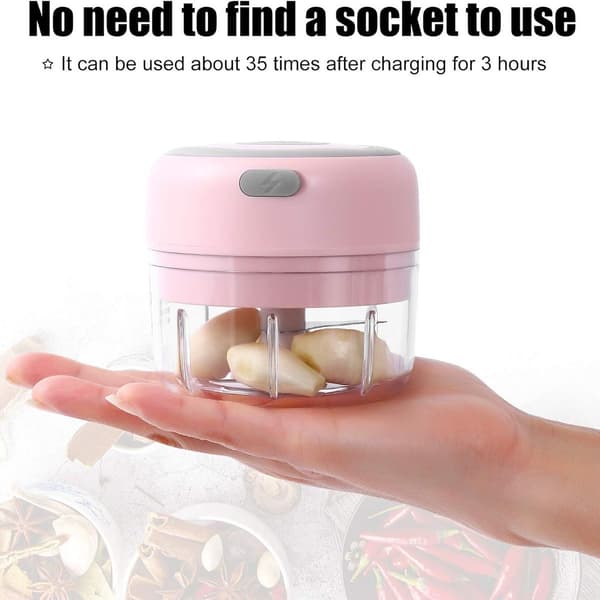 Elektrisk mini hvidløgsslicer, slicer og hakker pink