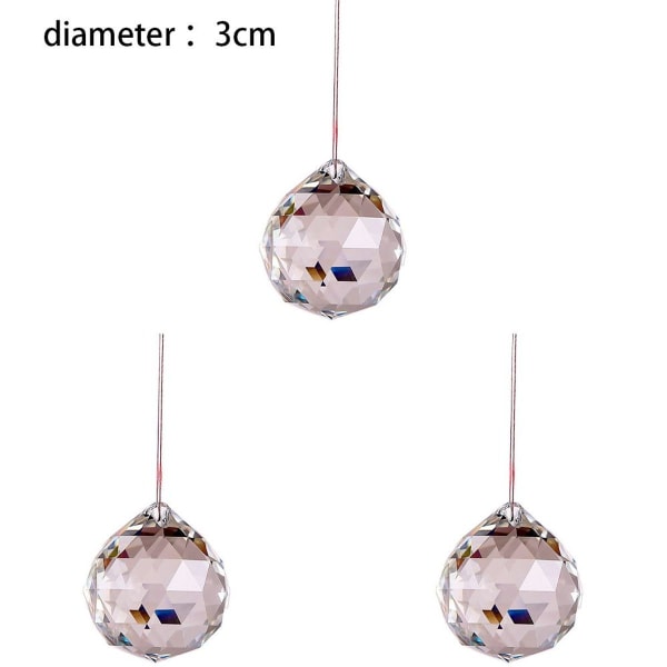 3 stk krystallglass prisme ball solfangere for vindu og hage