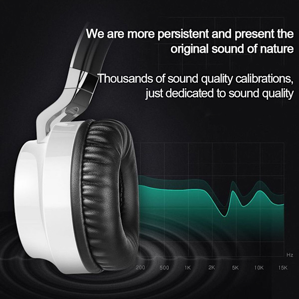 Bluetooth-kuulokkeet taitettavat langattomat, HiFi-stereokuulokkeet mustavalkoiset