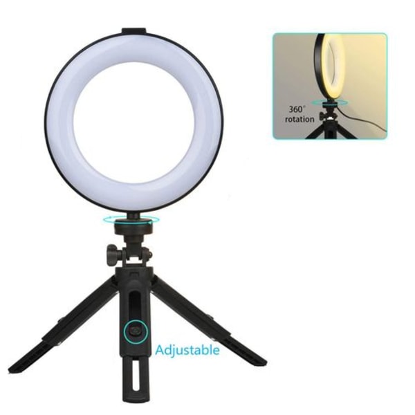 Ring Light Selfie Ring Light med stativ Dimbar Beauty Desktop Ring Light för