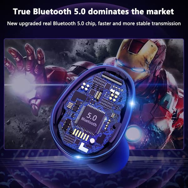 TWS Bluetooth 5.0 ørepropper True Wireless Stereo hodetelefoner Svart