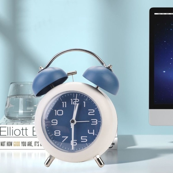 Sängbordsmetall Digital Mekanisk Väckarklocka Vardagsrum Mute Klocka Med Natt