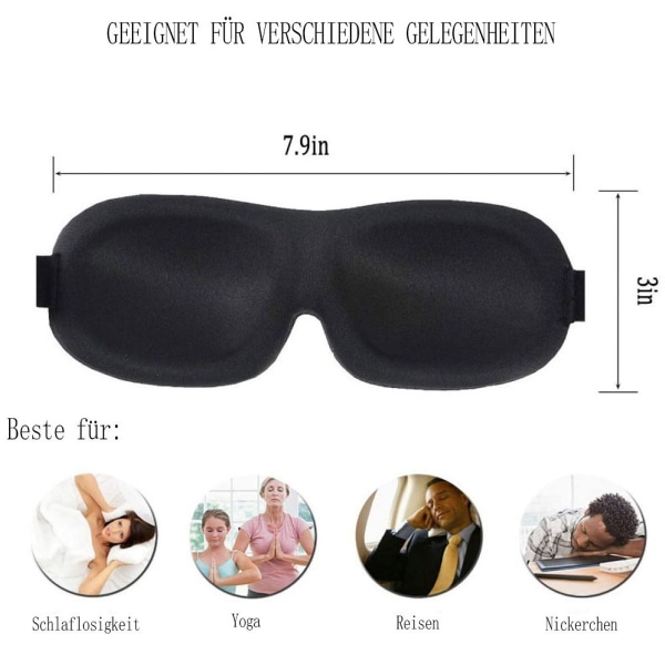 Trilancer 3D sovmask för män och kvinnor, Memory Foam Eye Cover, Absolute