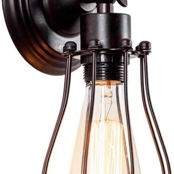 Industriell Vegglampe Vintage Belysning Justerbar Vegglampe Rustikk Wire Metal KLB