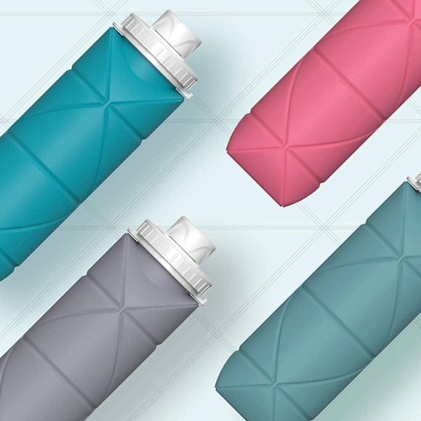 Anpassade hopfällbara vattenflaskor 2-pack BPA-fria grå KLB