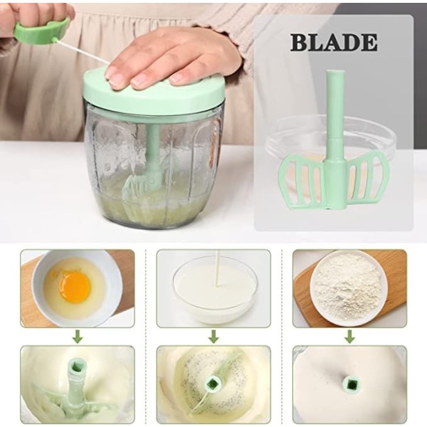 Manuel madhakker, ledningshakker, hvidløgshakker, piskeris og smoothieblender, 750 ml BPA-fri