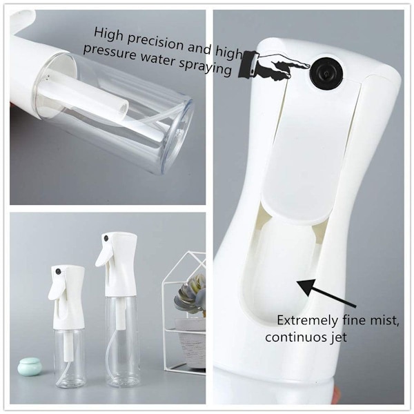 Sprayflasker Kontinuerlig Ultra Fin Mist Tom Hvit + Transparent KLB
