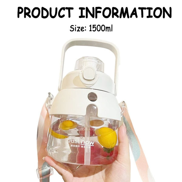 Stor kapacitet bärbar vit vattenflaska 1500ml KLB