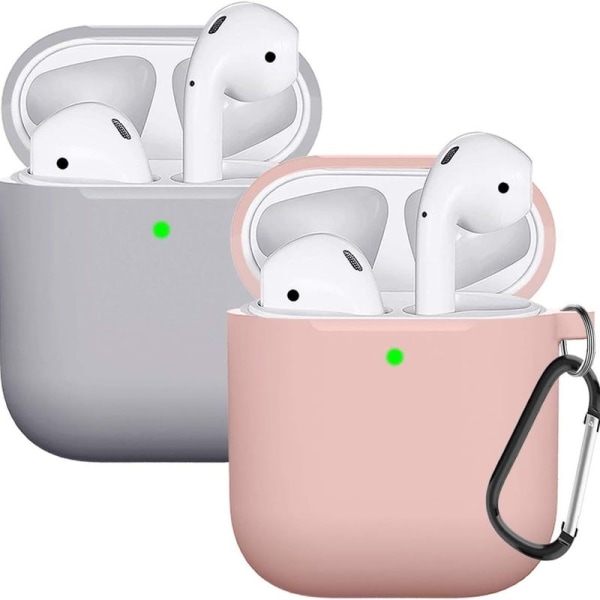 Airpods-dekselbeskyttende deksel er kompatibelt med rosa/grå