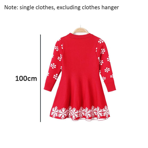 Små flickor Långärmad mjuk kjol Casual Barn Julklänning Röd 100cm KLB