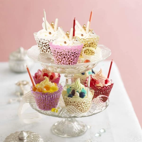 100 stk Cupcake-former Kunstnerisk Bakepapir Filigran Sølv KLB
