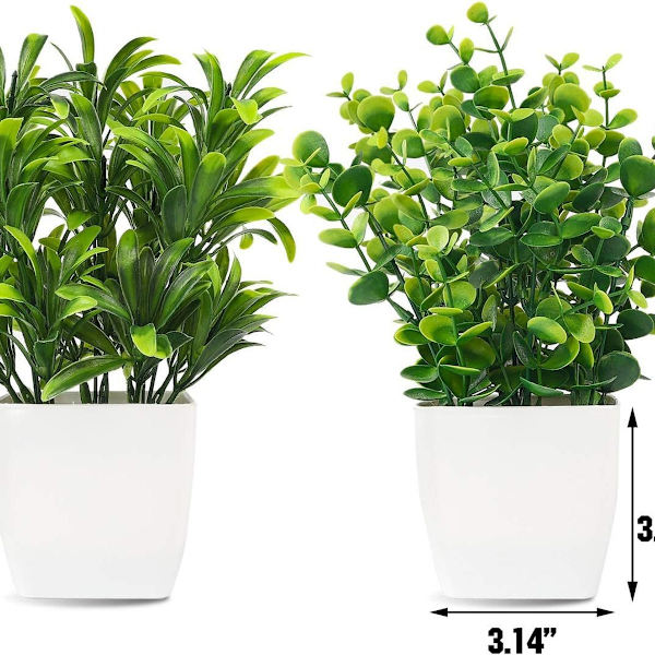 2 stk. Kunstige Mini-potteplanter i Plastik