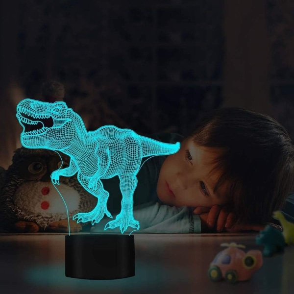 3D LED nattlampa, dinosaurieserie 16 färger fjärrkontroll bordslampa KLB
