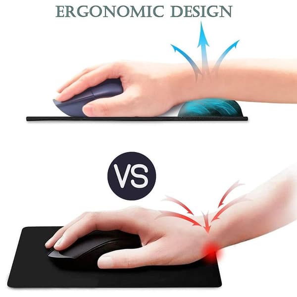 Ergonomisk musemåtte, silikone musemåtte med håndledsstøtte, sølvgrå