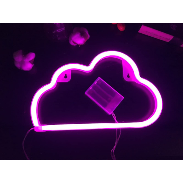 Neon LED moln skylt ljus dekor, väggdekor för jul, födelsedagsfest, barnrum, vardagsrum, bröllopsfest dekoration (rosa)