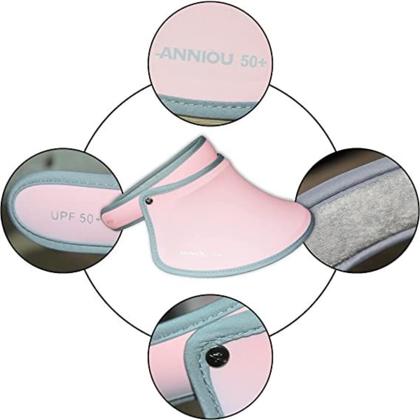 Rosa solhatt med UPF50+ solbeskyttelse, anti-UV solhatt for kvinner, sommer solhatt med UV-beskyttelse, tom tak Strand Reise lang sidehette