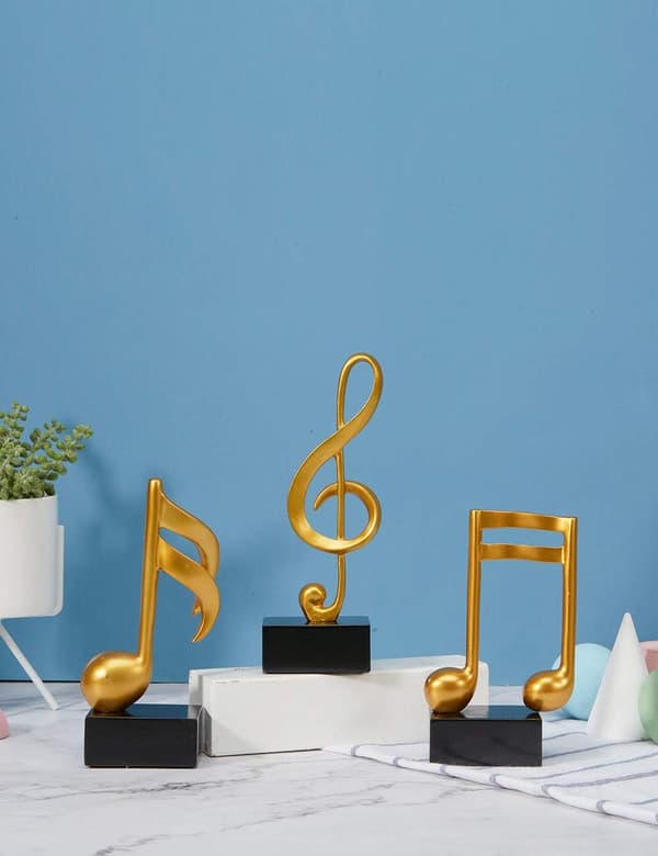 3 stk Musikknote Statue Dekorasjon Skulptur Harpiks Figur Kunst