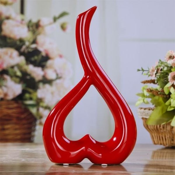 Hjerteformet kreativ keramisk vase til boligindretning, bryllup, festival, kontor og skrivebord