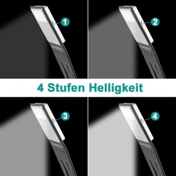 Lukulampun kirjanpidike LED-kirjanlamppu kahdella klipsillä ja portaattomasti himmennettävä