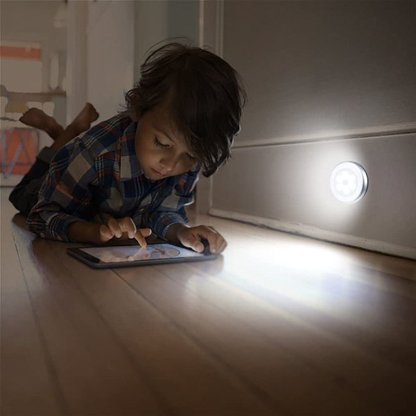 Nattlys med bevegelsessensor, 6 LED bevegelsessensor lys skaplys, KLB
