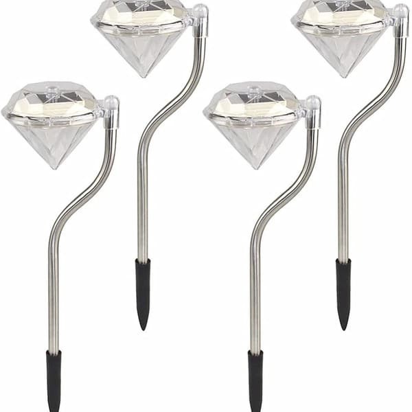 4 x solcelledrevne diamantformede udendørs havebelysninger KLB