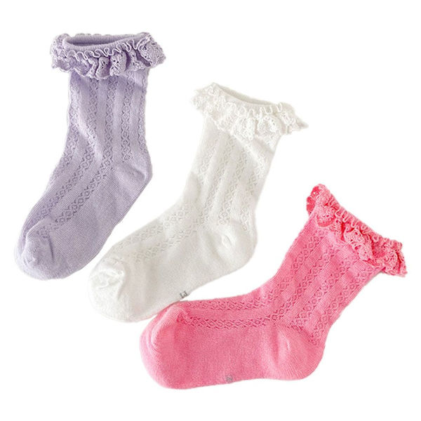 3 par flickor andningsbara mesh strumpor prinsessa klänning enfärgad S KLB