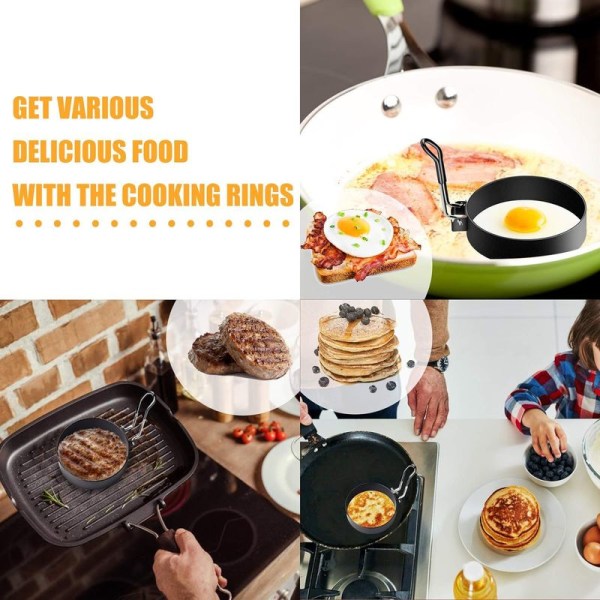 SYOSIN 4-pak stegte ægforme, pandekageform, rustfrit stål non-stick pandekager