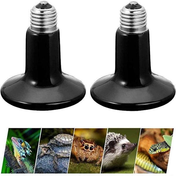 2 stk. E27 krybdyr varmelampe til krybdyr og padder, slanger, fugle, skildpadder (50W)