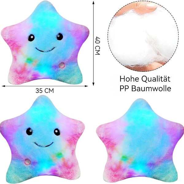 Dekorativ pute, LED stjernepute, LED lysende stjerneformet pute KLB