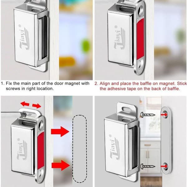 Skåpsdörrmagnet 4-pack Rostfritt Stål Magnetisk Dörrmagnet KLB
