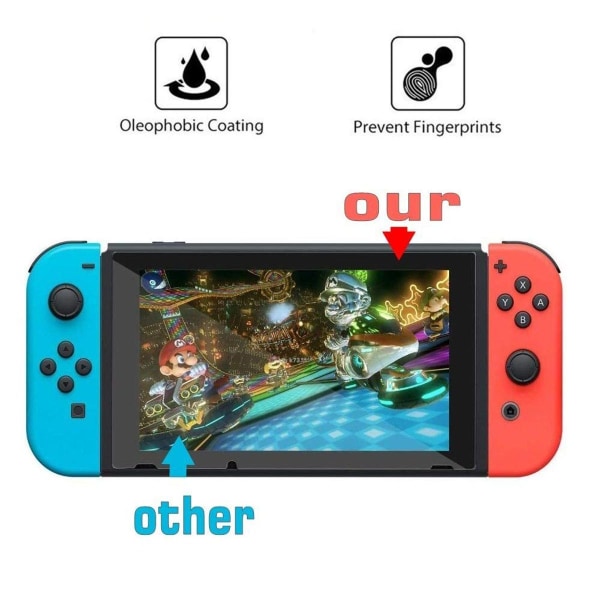 Hærdet glas beskyttelsesfilm til Nintendo Switch, pakke med 2, ultraklart 9H glas