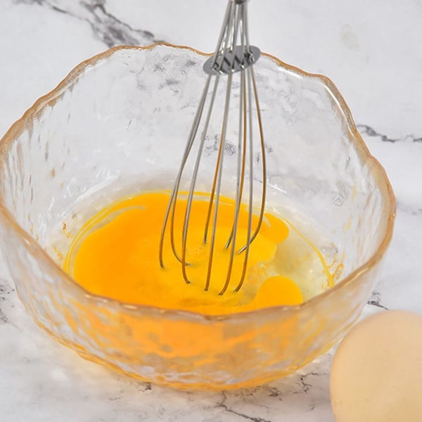 Piskeris i rustfrit stål, behageligt håndtag, let at piske æg