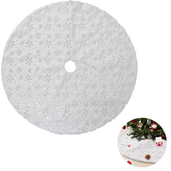 Vit snöflinga julgransmatta, 120 cm diameter KLB
