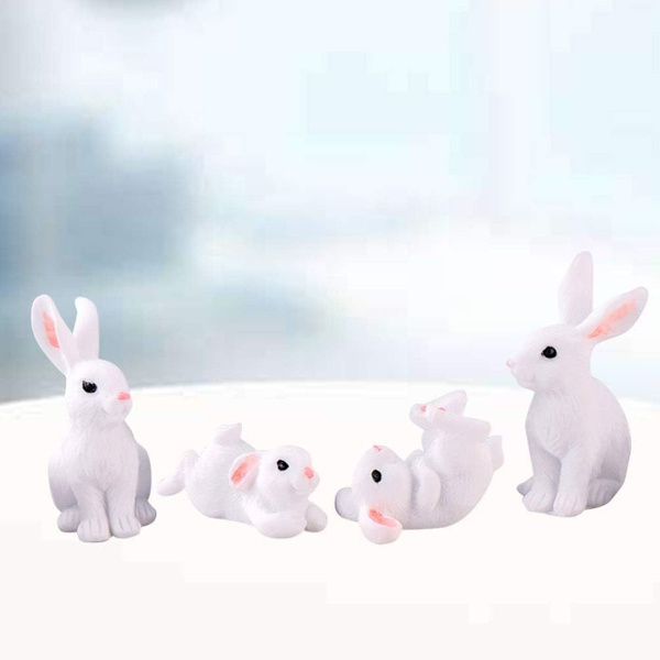 8 stk. Miniature Kanin Figurer Fe Haves Kanin Figurer Påske Kage Toppere KLB