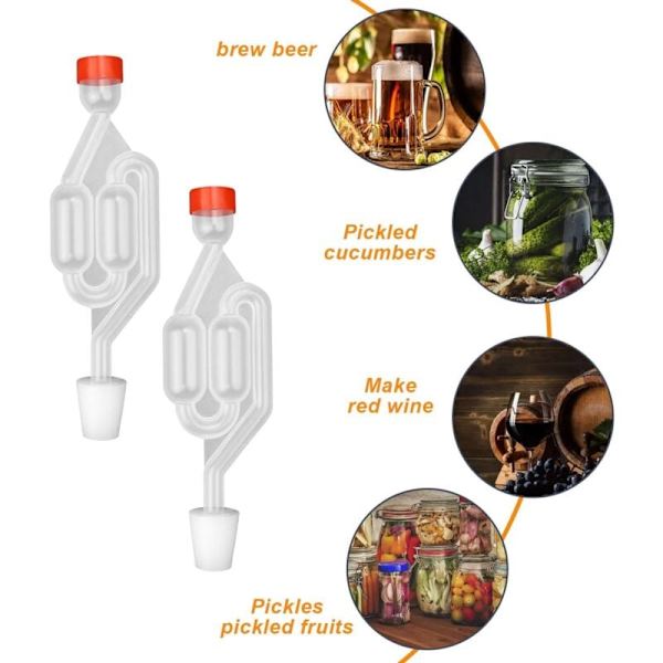 Pcs Fermentering Rør, Bubbler med Gummistop, Airlock Bubbler Egnet til Brygning af Øl, Vin, Fermentering af Syltede Agurker KLB