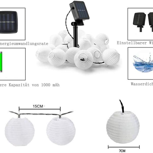 Solcellslampor utomhus, 6,5 m 30 LED solcellslampor, lyktor utomhus KLB